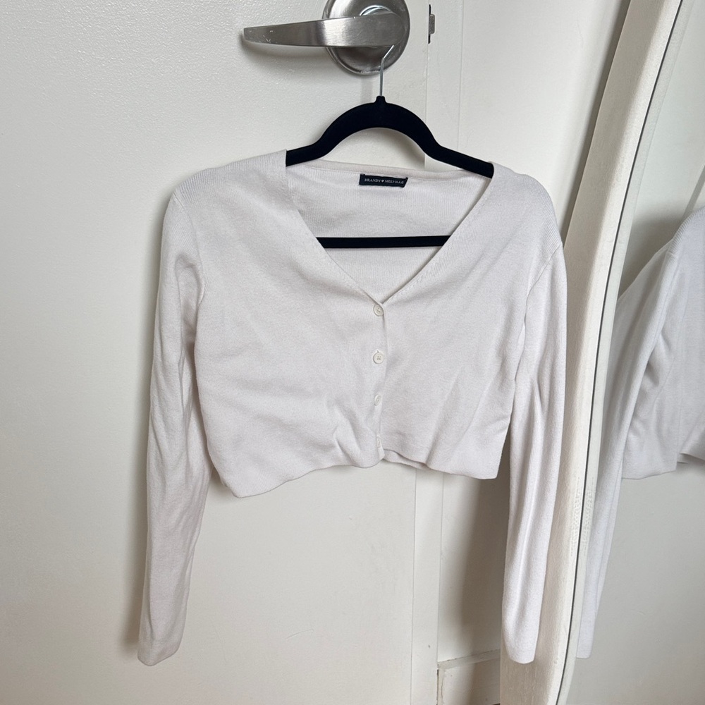Brandy Melville Cream V-Neck Cardigan